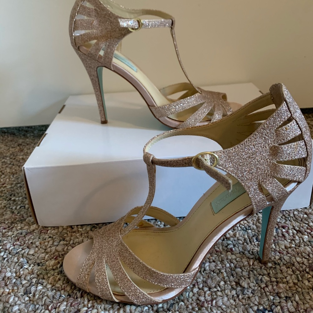 Gold T-Strap High Heels